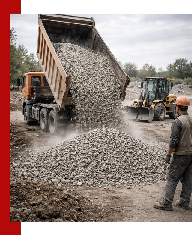 Доставка щебня в Новокузнецке крупными и мелкими фракциями