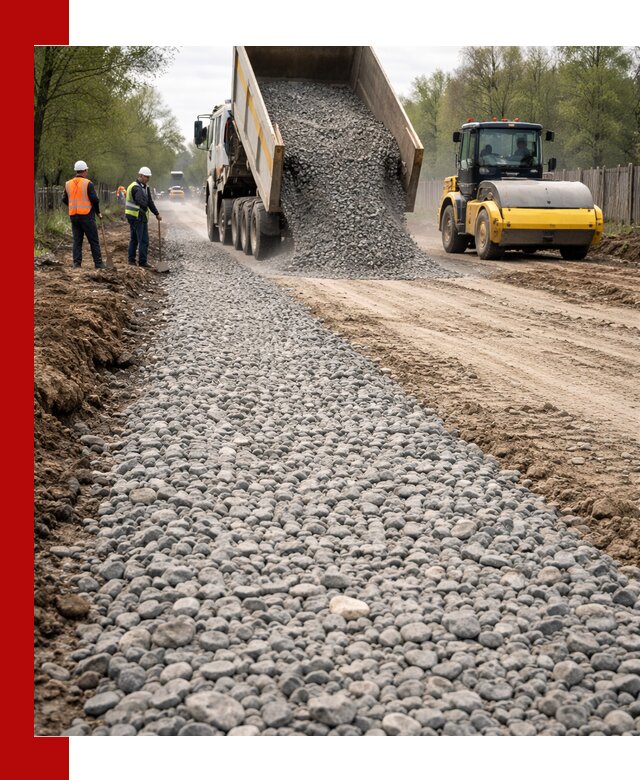 Доставка щебня для отсыпки дорог в Новокузнецке высокого качества