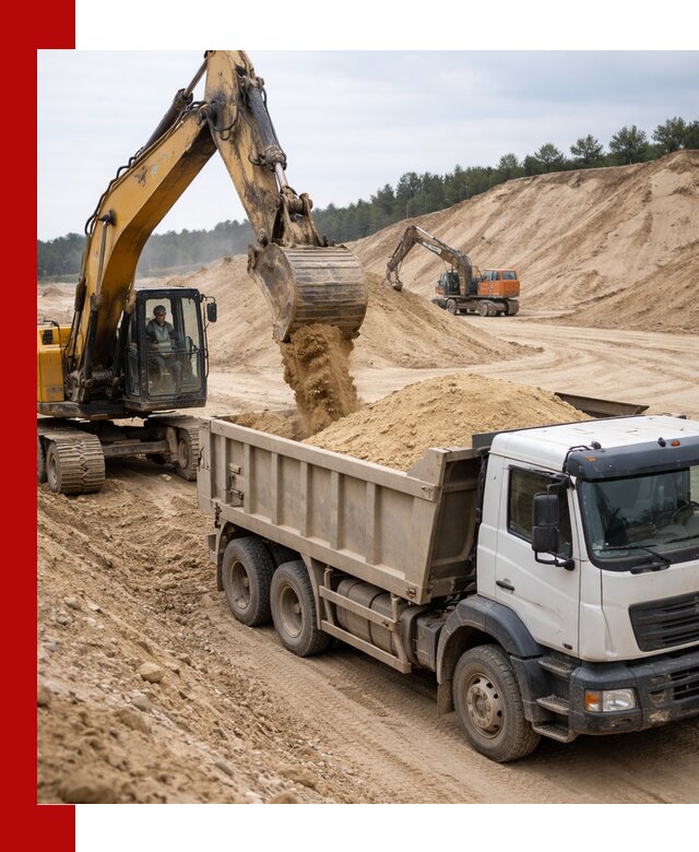 Доставка карьерного песка с самосвалами и разгрузкой в Новокузнецке