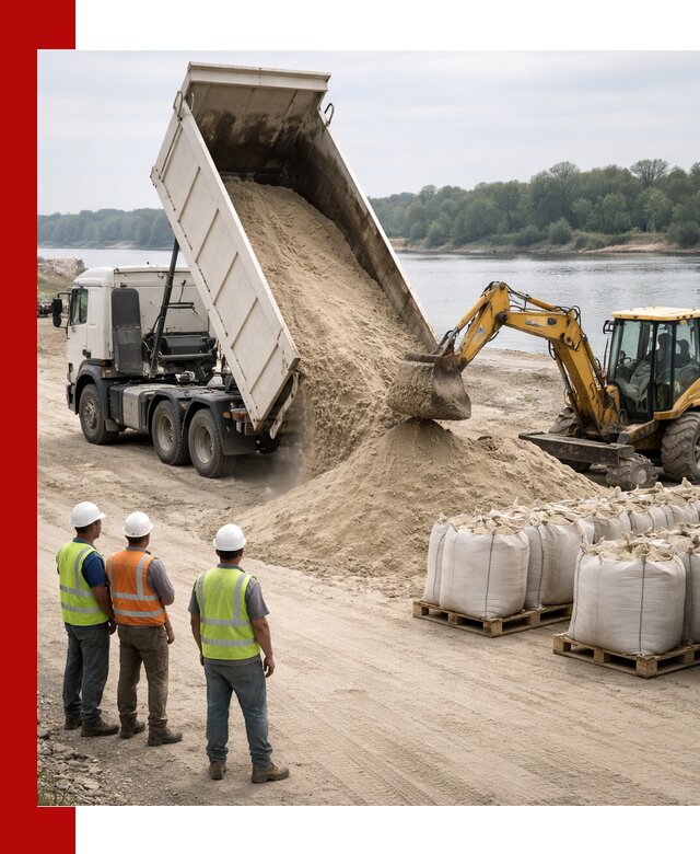 Доставка речного песка в Новокузнецке самосвалами и погрузкой