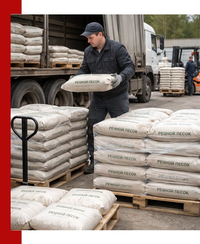 Речной песок в мешках с доставкой в Новокузнецке
