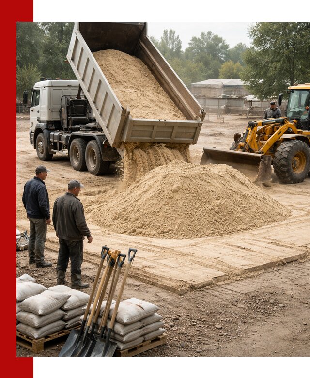 Доставка мытого песка в Новокузнецке с самосвалами по выгодной цене
