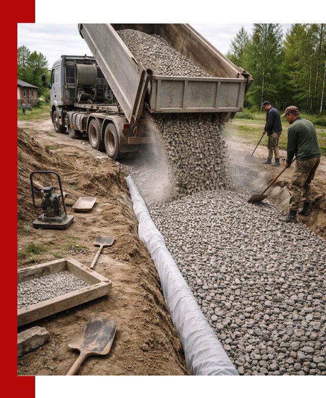 Гравий для дренажа с доставкой в Новокузнецке качественный и недорогой