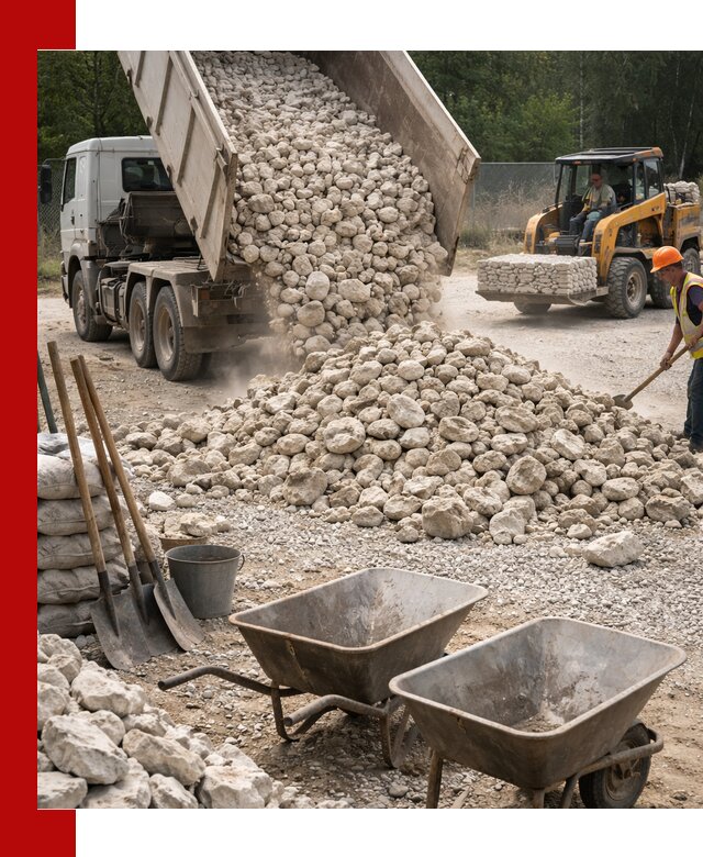 Доставка и продажа бутового известнякового камня в Новокузнецке