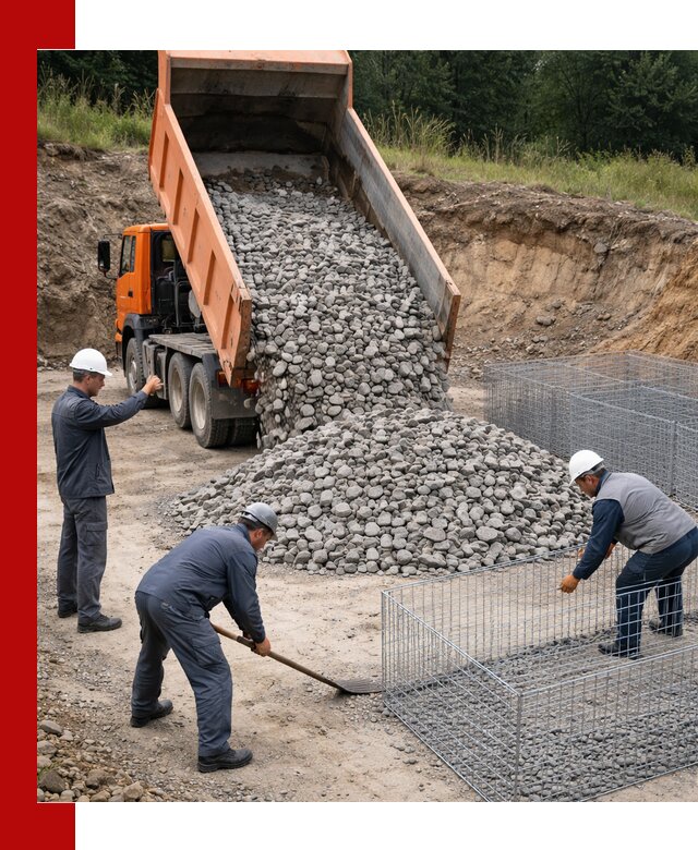 Камень для габионов с доставкой в Новокузнецке быстро и надёжно