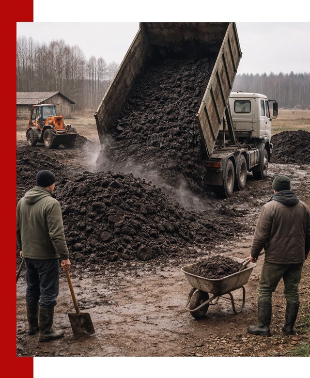 Доставка низинного торфа с разгрузкой и доставкой в Новокузнецке