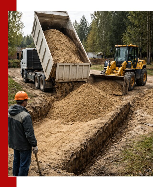 Доставка песчаного грунта в Новокузнецке для строительных работ