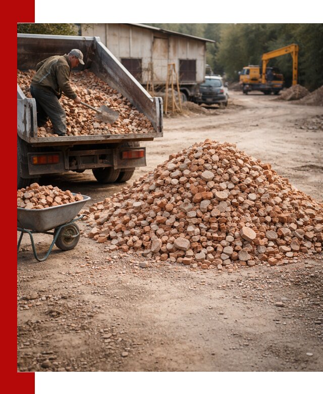 Доставка и подушка из боя кирпича с разгрузкой в Новокузнецке