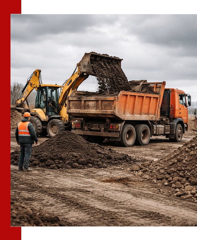 Вывоз грунта и строительного мусора в Новокузнецке грузовыми самосвалами