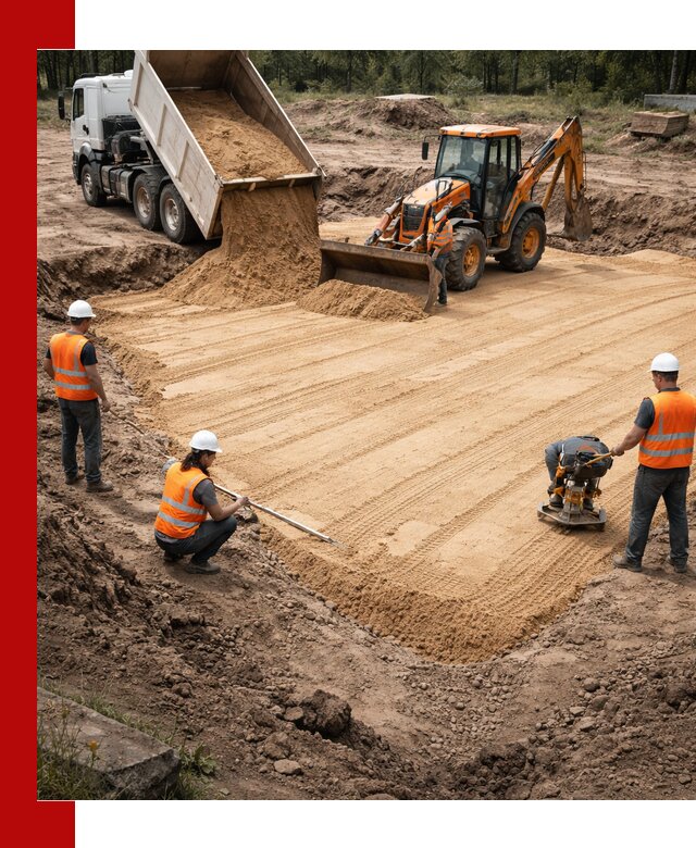 Устройство песчаной подушки для фундаментов и дорог в Новокузнецке